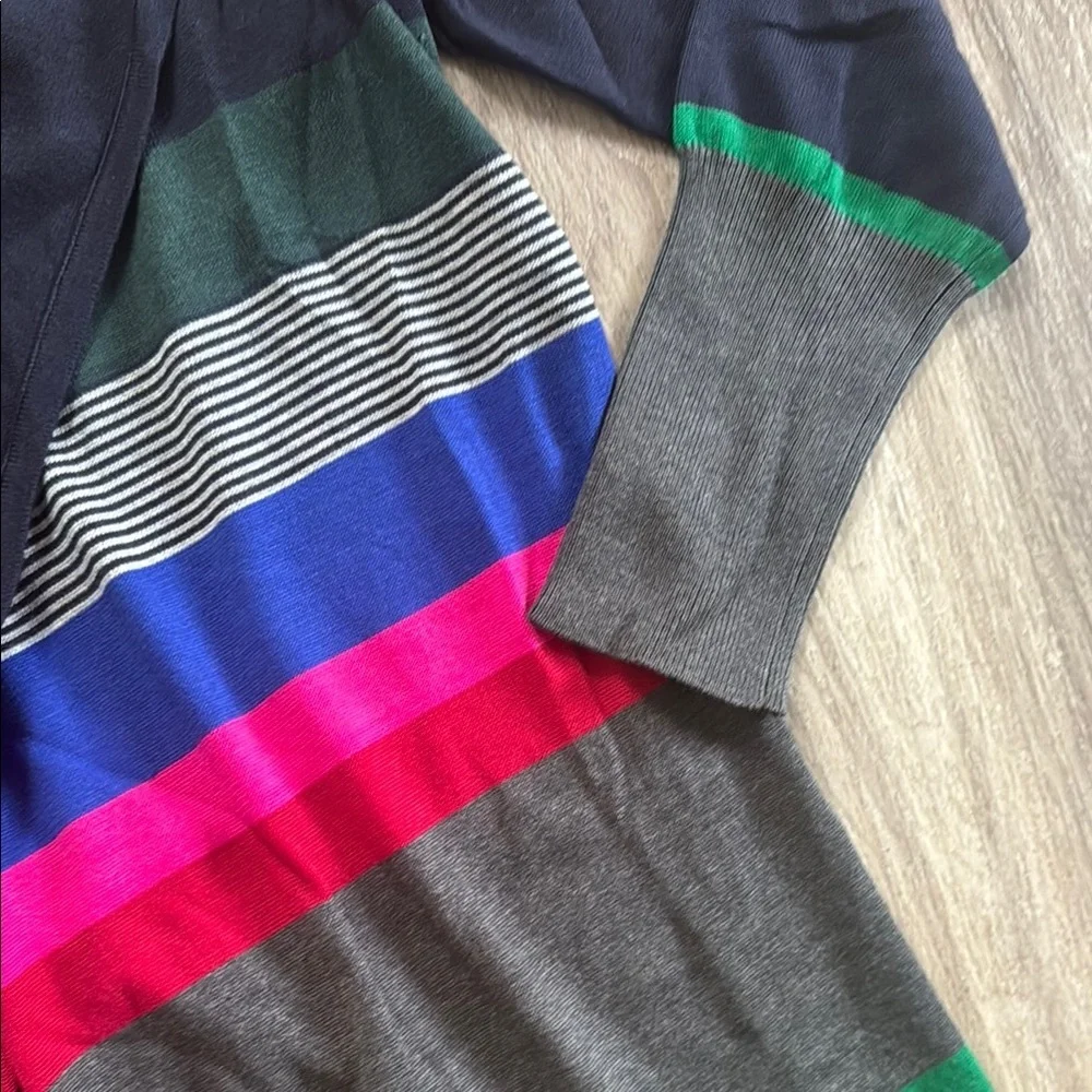 Anthropologie Black and Green Open Front Cardigan Sweater June